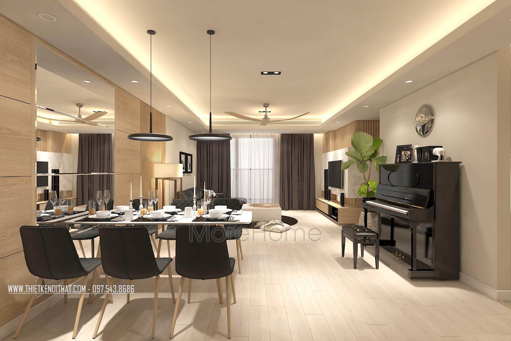 Thiết kế nội thất phòng ăn chung cư Mandarin 2 Tân Mai Thiết kế nội thất chung cư Mandarin 2 Tân Mai